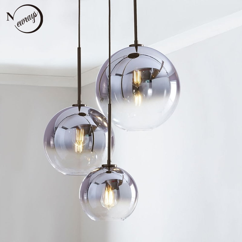 Glass pendant light LED E27 gradient color for bedroom, living room - spotlighthomedecor