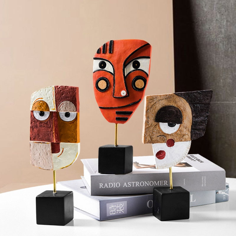 Resin Face Art  Decorative Tabletop & Cabinet Figurines Creative Decoration. - spotlighthomedecor