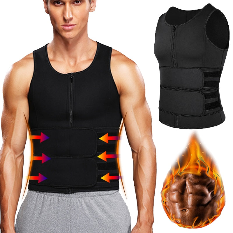 Men's Body Shaper Sauna Vest / Waist Trainer / Sweat Shirt Abdomen Slimming Fat Burn Fitness Top - spotlighthomedecor