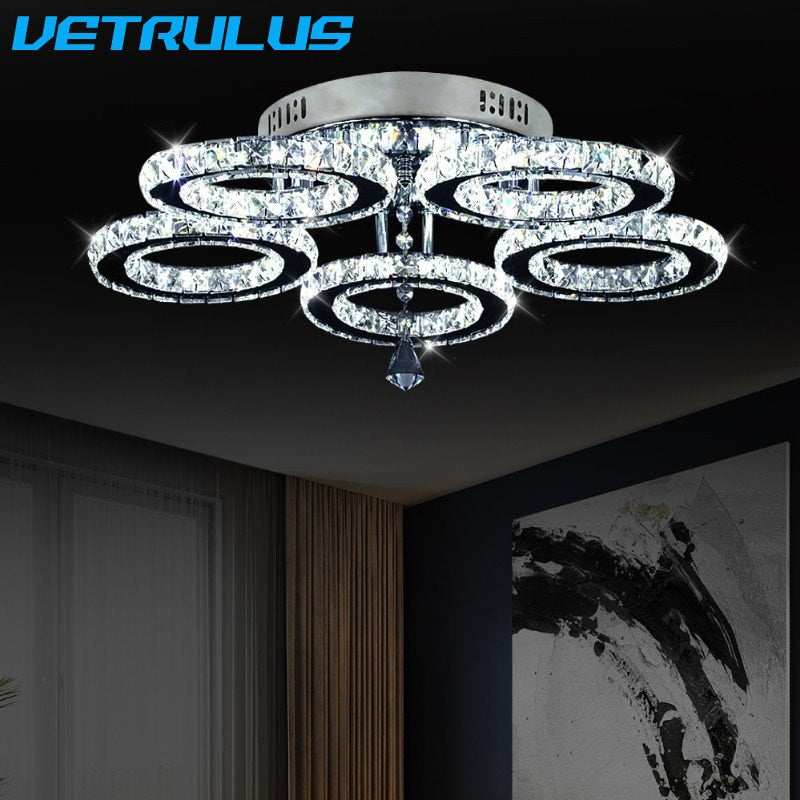 Modern Crystal LED Chandeliers with Stainless Steel - spotlighthomedecor