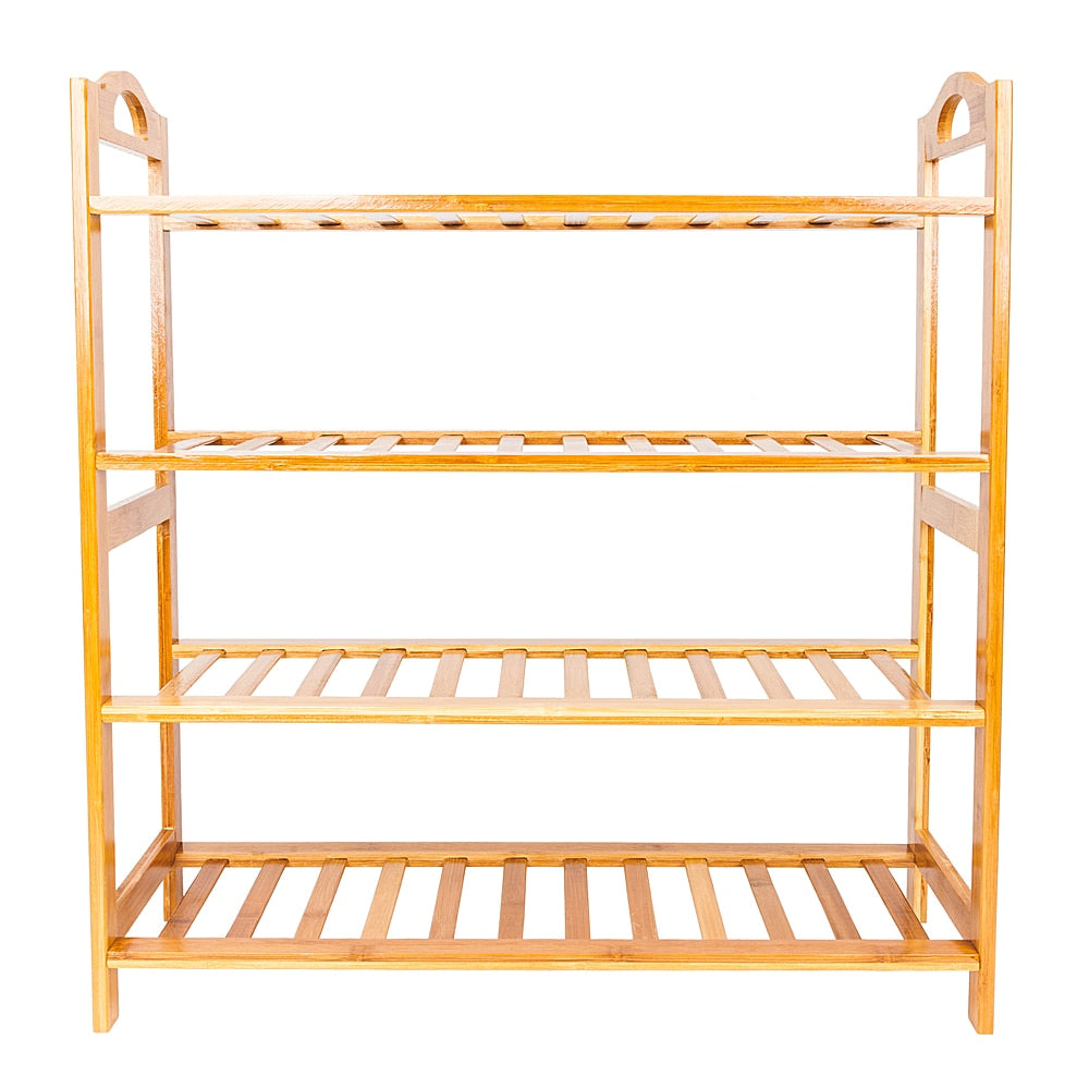 4 Tiers Bamboo Shoe Rack Organizer Wood Color - spotlighthomedecor